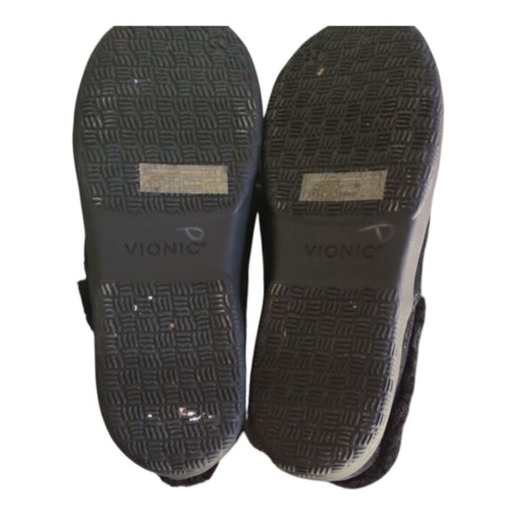 Vionic Clare Cozy Collar Slippers Black Marl Velvet Faux Shearling Lining Sz 7.5 - Picture 4 of 6